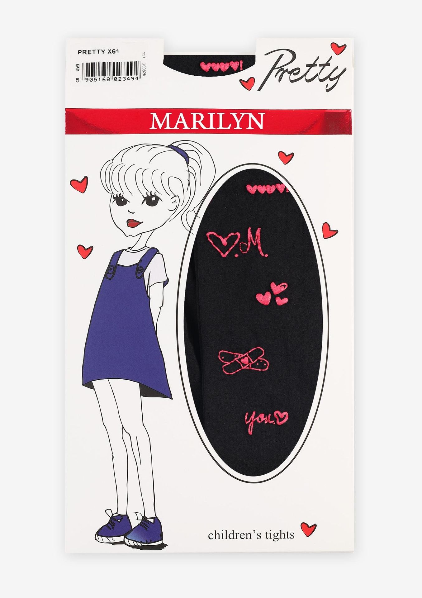 Wzorzyste rajstopy dziecięce z mikrofibry Pretty X61 Marilyn - MARILYN