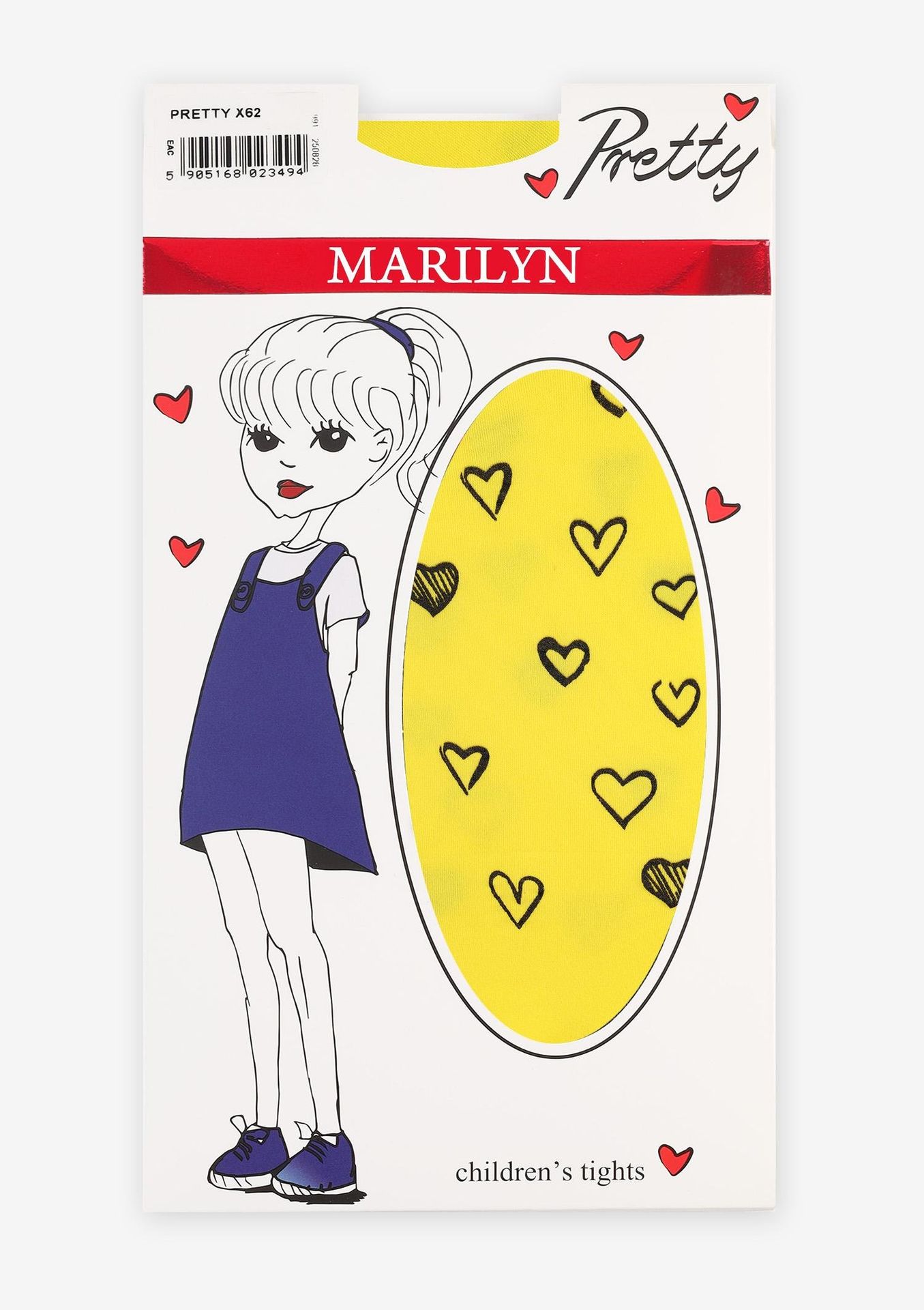 Rajstopy dziecięce z mikrofibry w serduszka Pretty X62 Marilyn - MARILYN