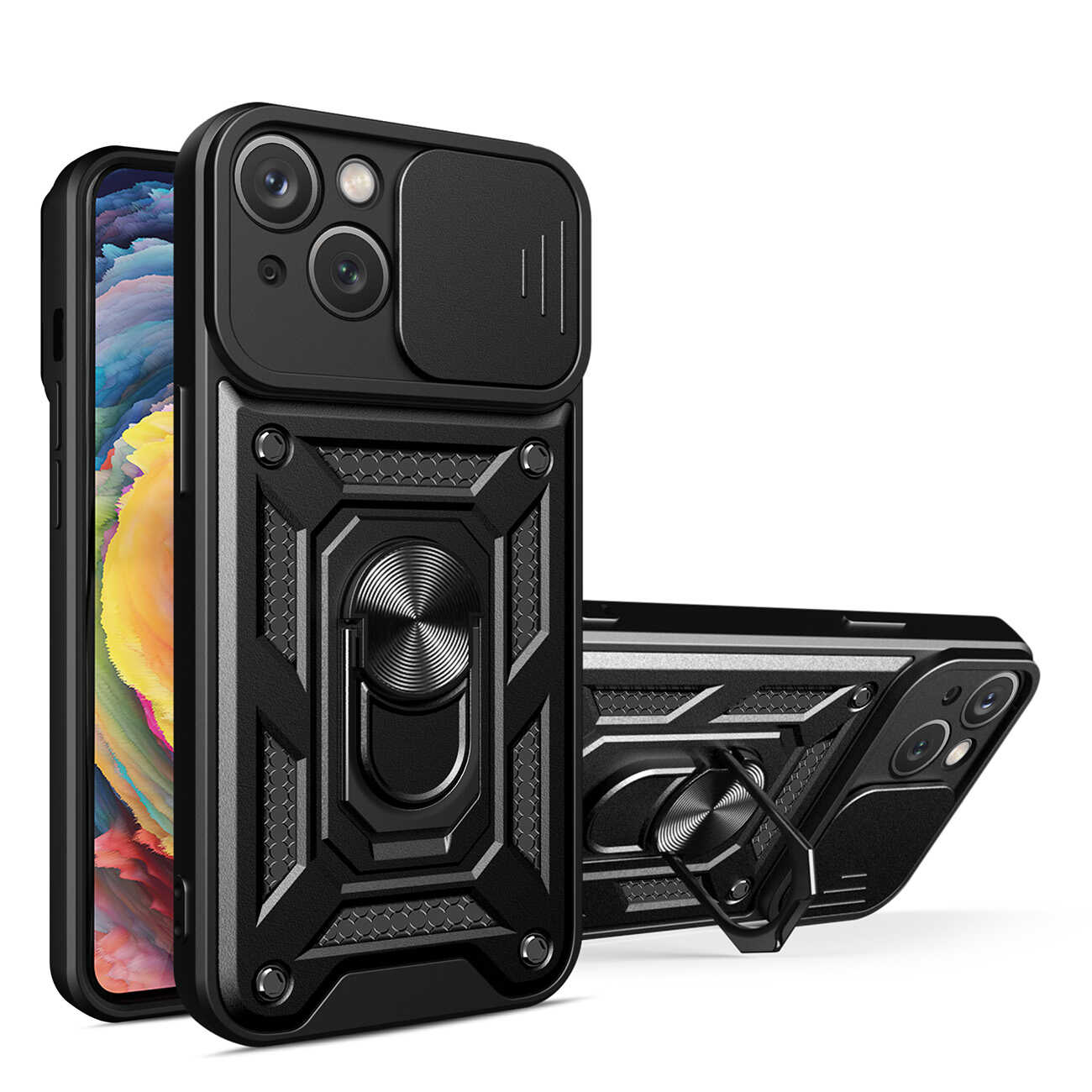 Hurtel Hybrid Armor Camshield etui Vivo Y35 / Vivo Y22 / Vivo Y22s pancerny pokrowiec z osłoną na aparat czarne
