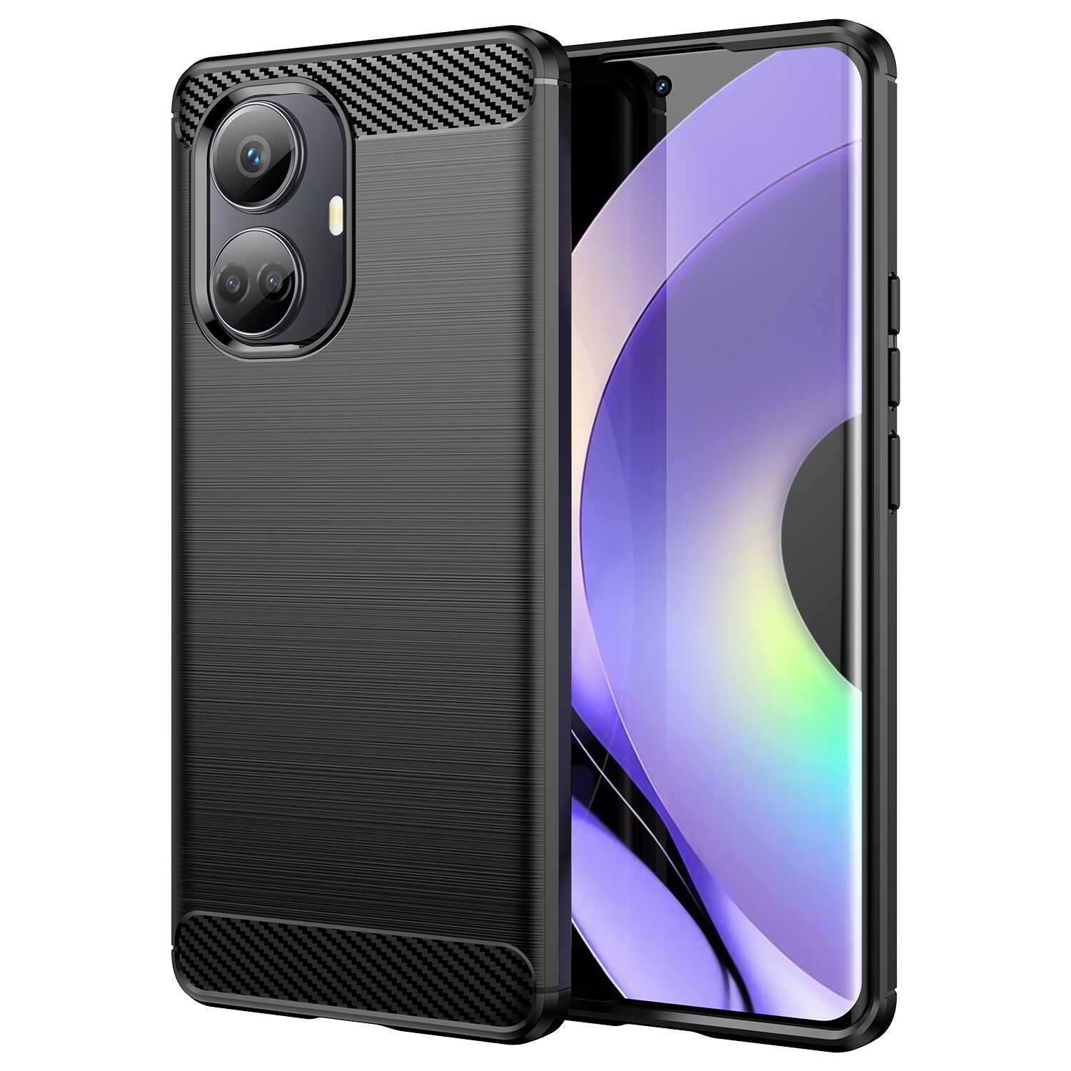 Hurtel Carbon Case etui do Realme 10 Pro elastyczny silikonowy karbonowy pokrowiec czarne