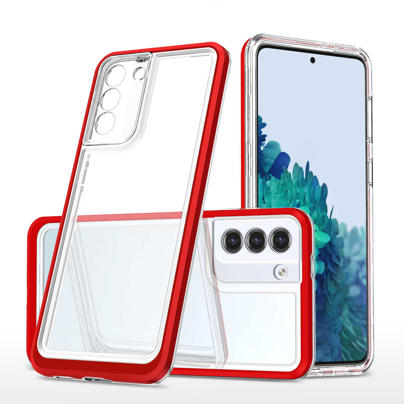 Hurtel Clear 3in1 etui do Samsung Galaxy S23+ silikonowy pokrowiec z ramką czerwone