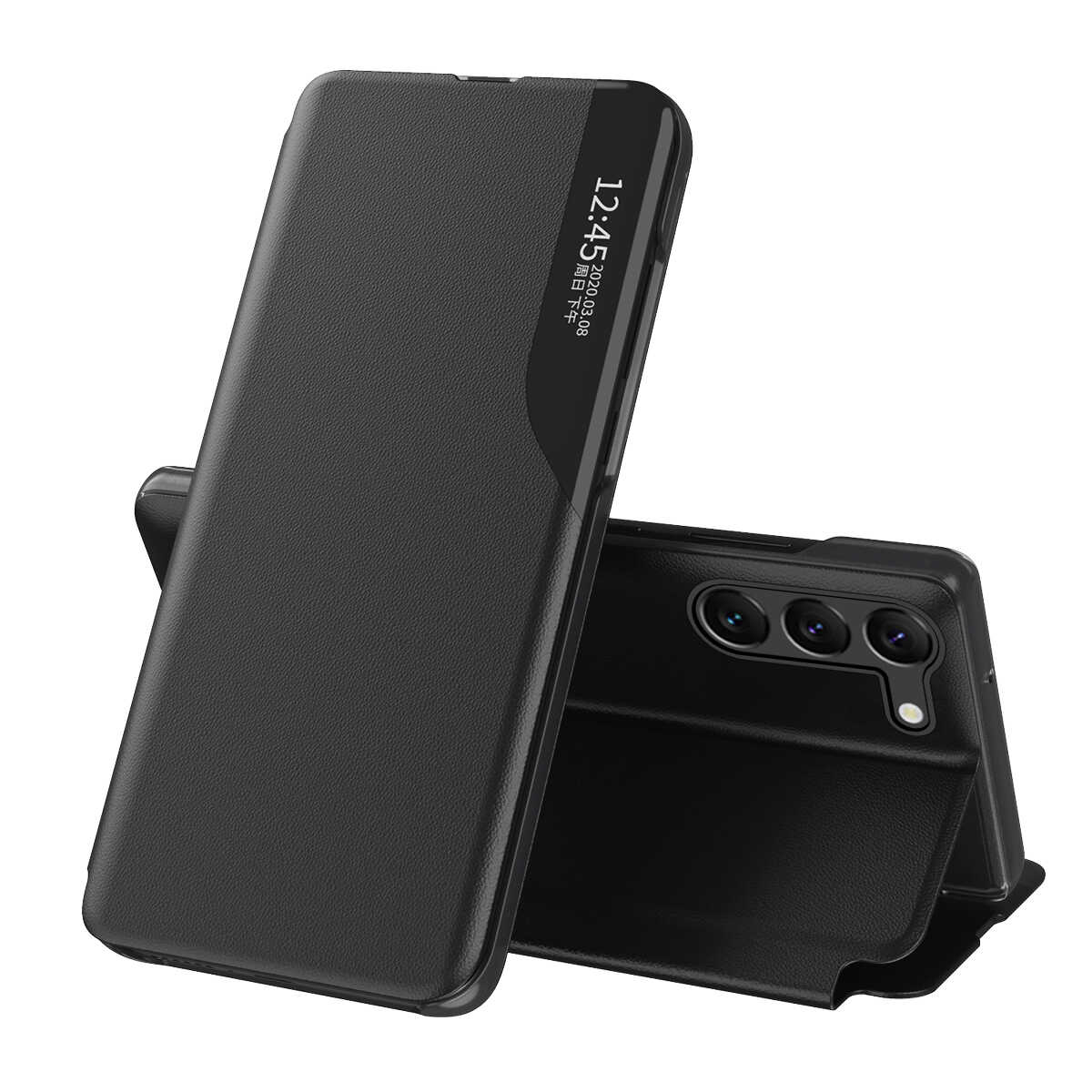 Hurtel Eco Leather View Case etui do Samsung Galaxy S23+ z klapką podstawka czarne