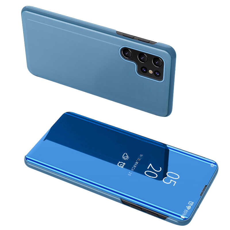 Hurtel Clear View Case etui do Samsung Galaxy S23 Ultra pokrowiec z klapką niebieskie