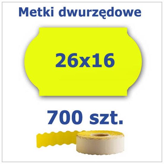 Metki dwurzędowe 26x16 żółte, fala 3500szt