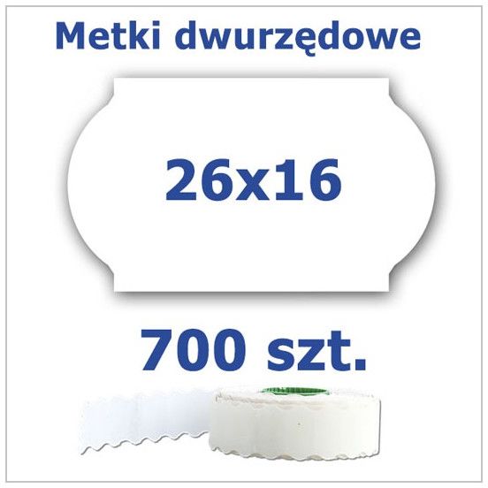 Metki dwurzędowe 26x16 białe, fala 3500szt