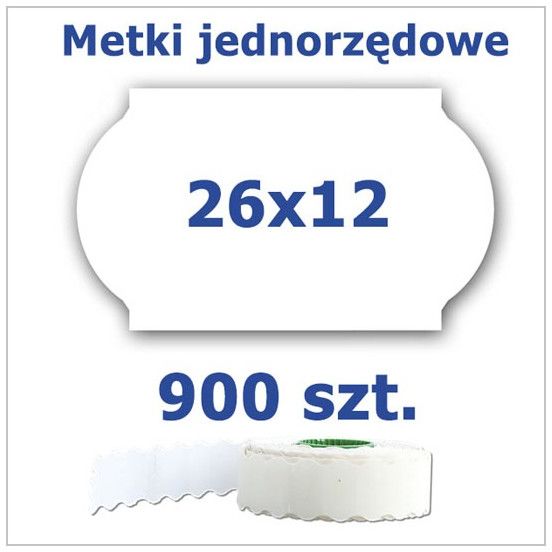 Metki jednorzędowe 26x12 białe, fala 4500szt