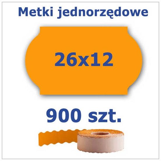 Metki jednorzędowe 26x12 pomarańczowe, fala 4500szt
