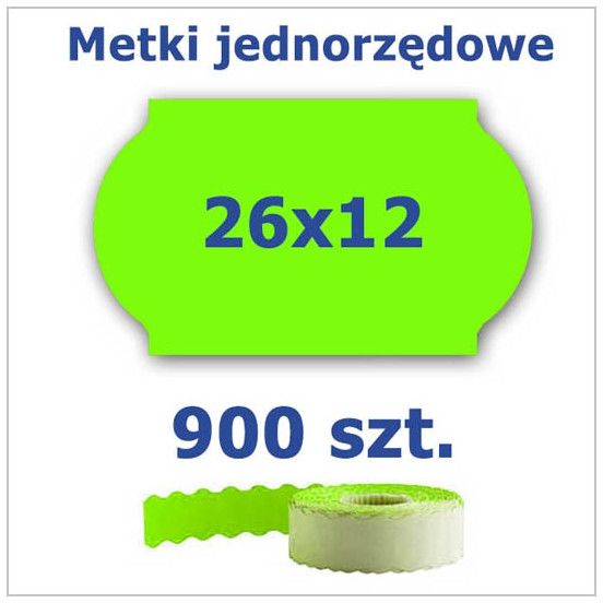 Metki jednorzędowe 26x12 zielone, fala 4500szt