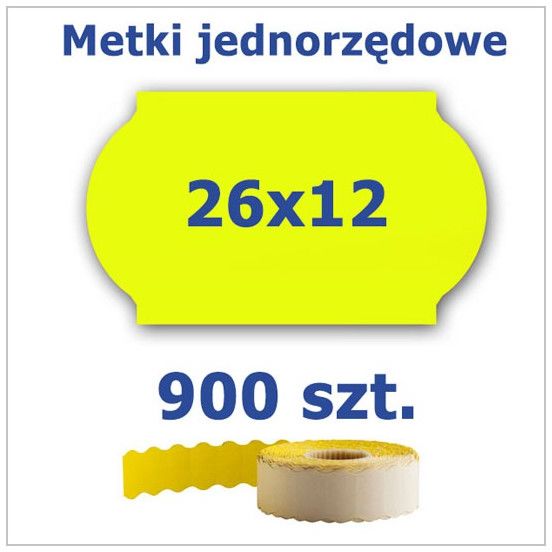 Metki jednorzędowe 26x12 żółte, fala 4500szt