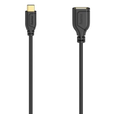 Hama Kabel USB-C OTG USB 2.0 A Flexi-slim wtyk-gniazdo) 0.15m Czarny