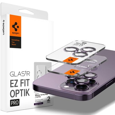 Spigen Szkło hartowane na obiektyw Optik.Tr Ez Fit do Apple iPhone 14 Pro/14 Pro Max Fioletowy