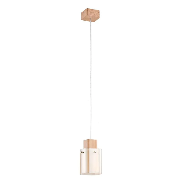 Alfa Anabell 2452101 lampa wisząca zwis 1x40W E14 biały/drewno