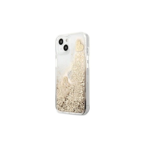 Guess Liquid Glitter Charms - Etui iPhone 13 Pro złoty GUHCP13LGLHFLGO