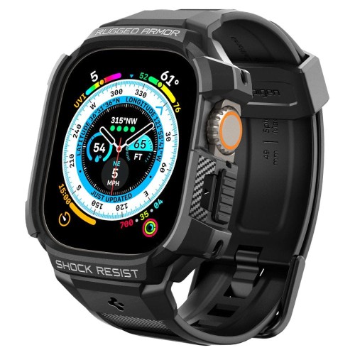 Spigen Etui z paskiem Rugged Armor Pro do Apple Watch Ultra 49mm, czarno-czarne