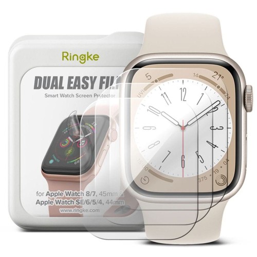 Ringke Folia Ochronna Dual Easy 3-Pack Apple Watch 4 / 5 / 6 / 7 / 8 / SE (44 / 45 mm) Clear