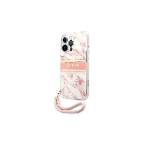 Guess Marble Strap - Etui iPhone 13 Pro różowy GUHCP13LKMABPI