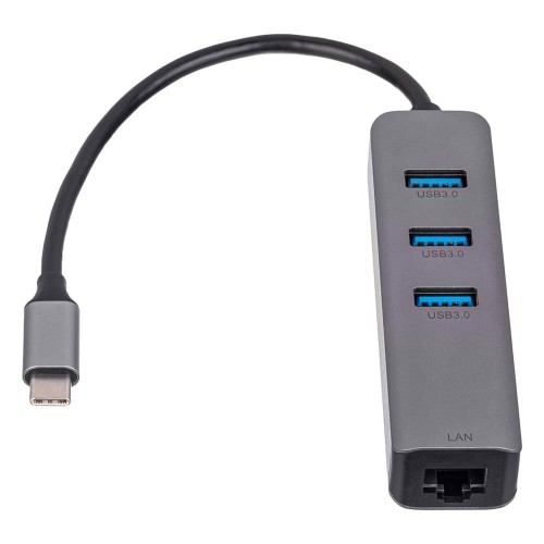 AKYGA Hub USB type C do 3x USB 3.0 AK-AD-66 z kartą sieciową 10/100/1000 15cm