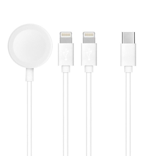 OEM Kabel Usb-C 3w1 Do Iphone Lightning 8-Pin + Iphone Lightning 8-Pin + Apple Watch 3w 1a C3168 Biały