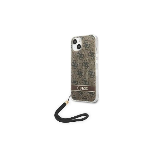 Guess GUOHCP14LH4STW iPhone 14 Pro 6,1` brązowy/brown hardcase 4G Print Strap
