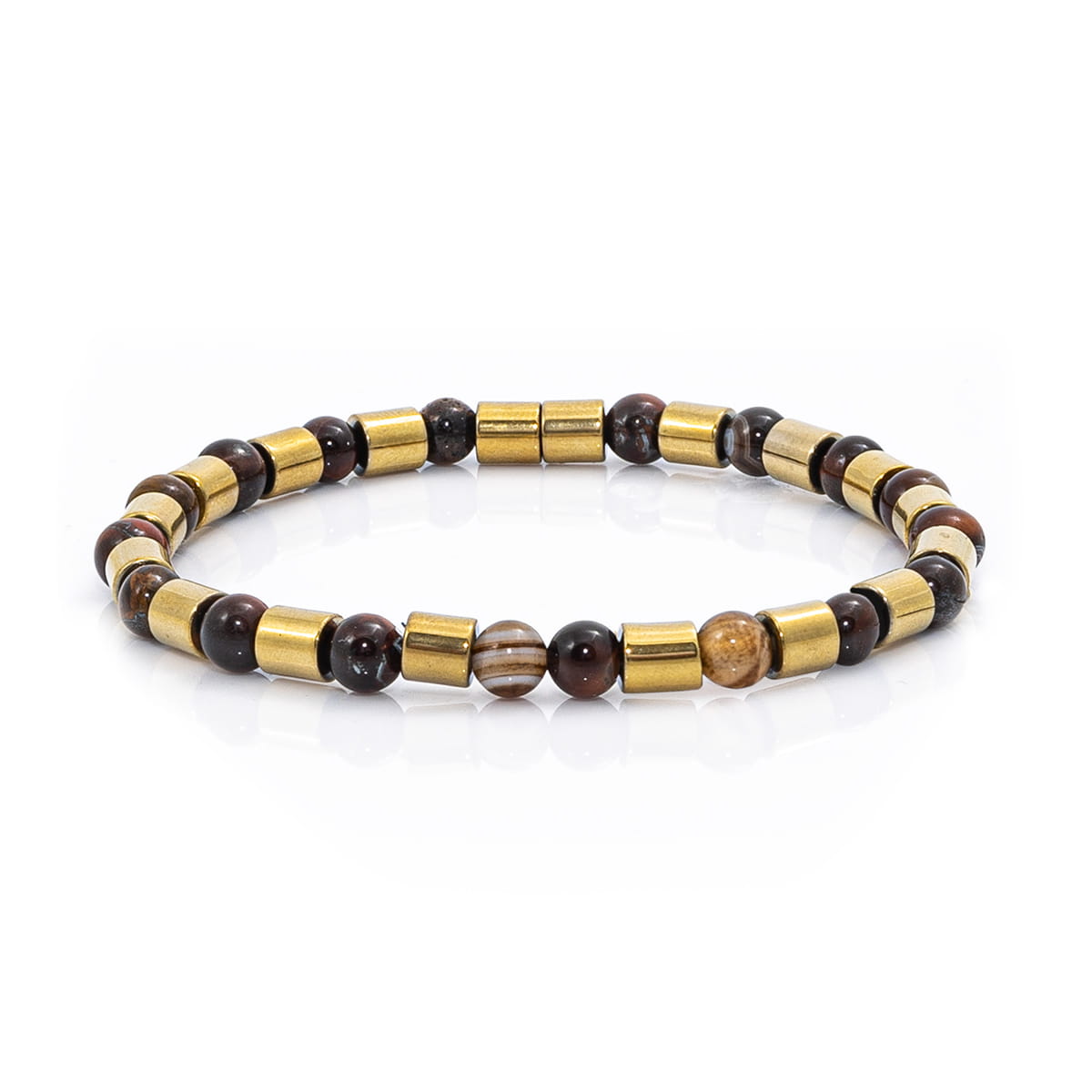 Bransoletka koraliki w kolorze złoto-brązowym EM 8 - EM Men's Accessories