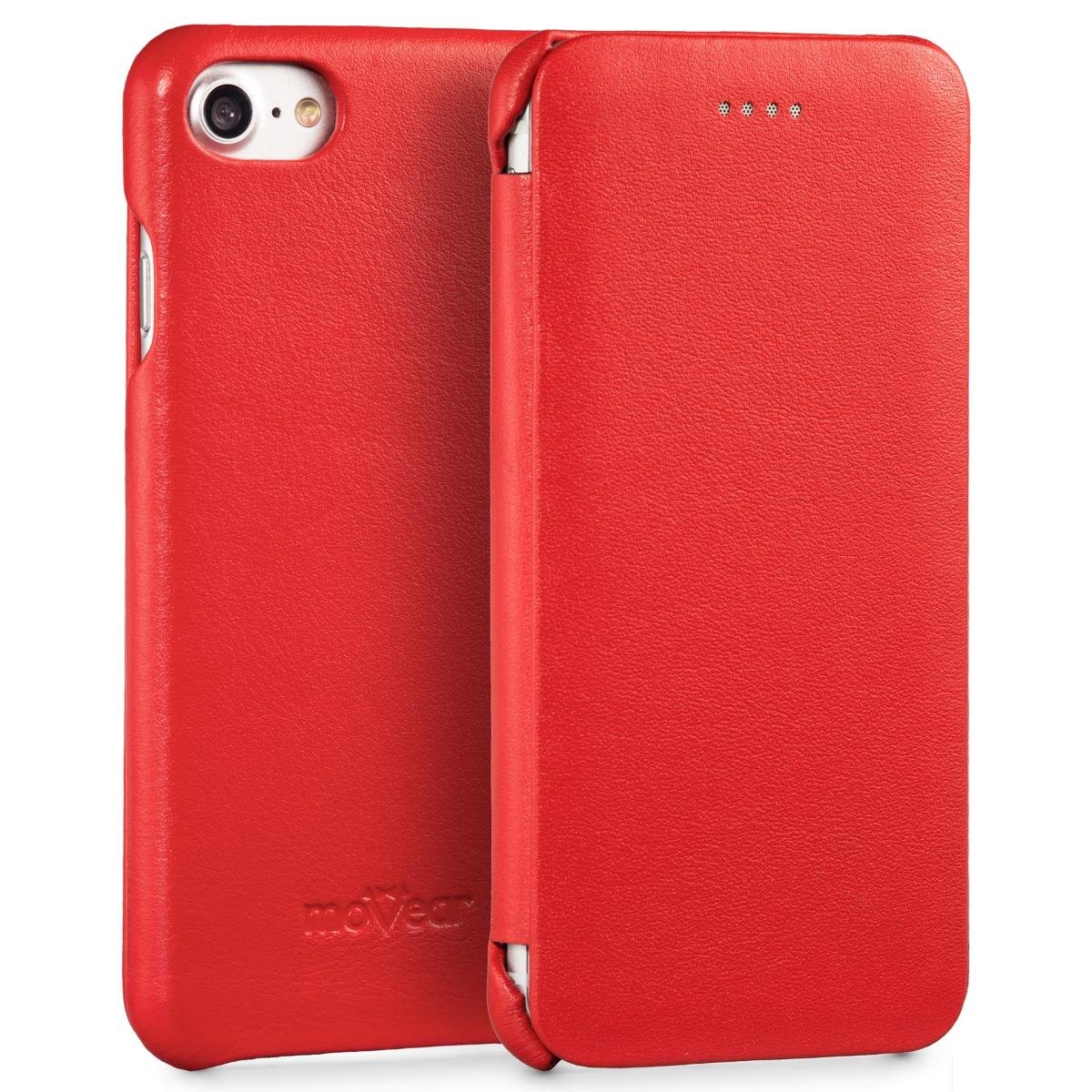 moVear moVear Skórzane Etui Slim do iPhone 8 / 7 | Ekskluzywny Pokrowiec z klapką, book case | flipSide S Skóra Vintage, Czerwony A0I87S0SLN0BKRE