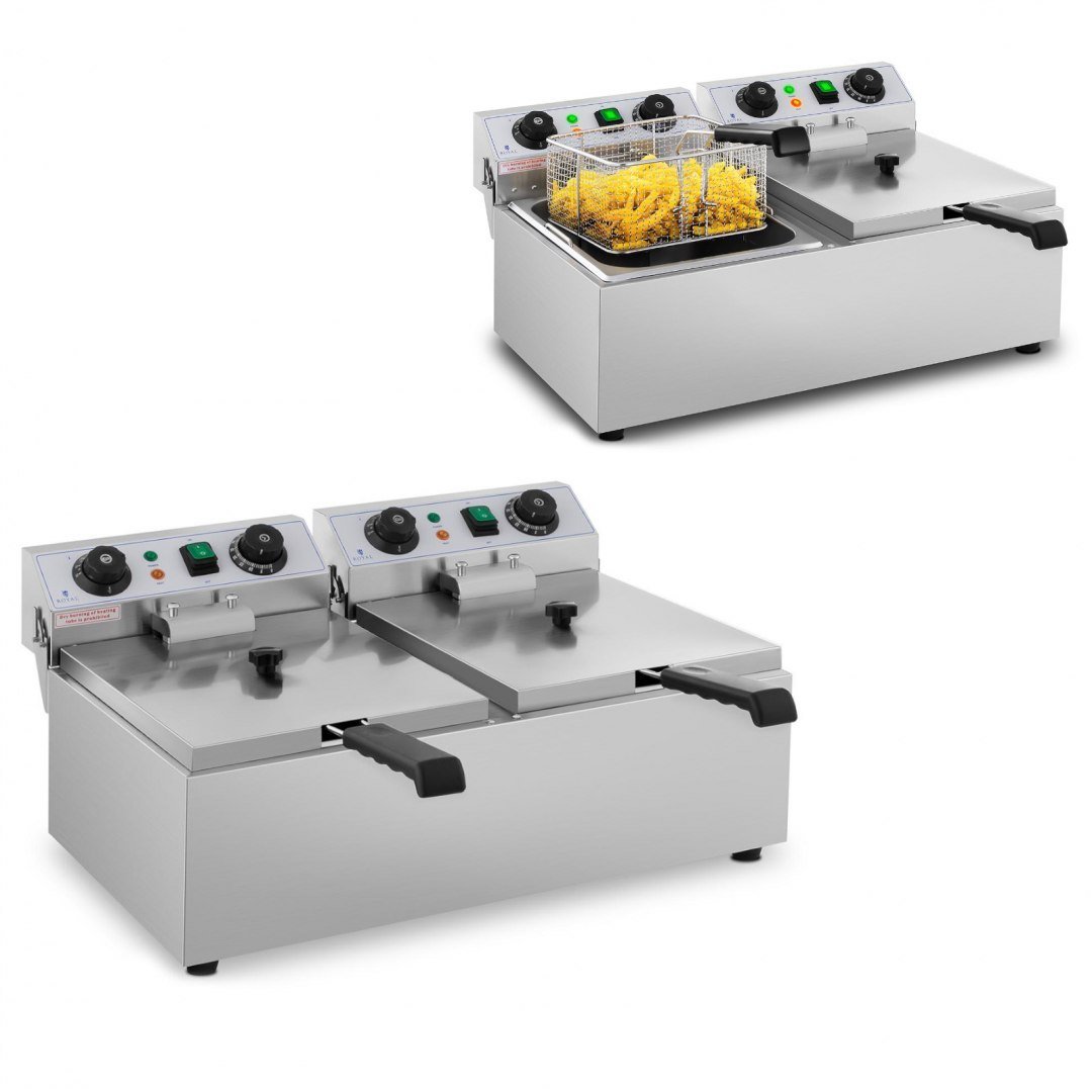 Royal Catering Frytownica - 2 x 10 litrów - 2 x 3200 W - timer RCTF 10DB RCTF 10DB