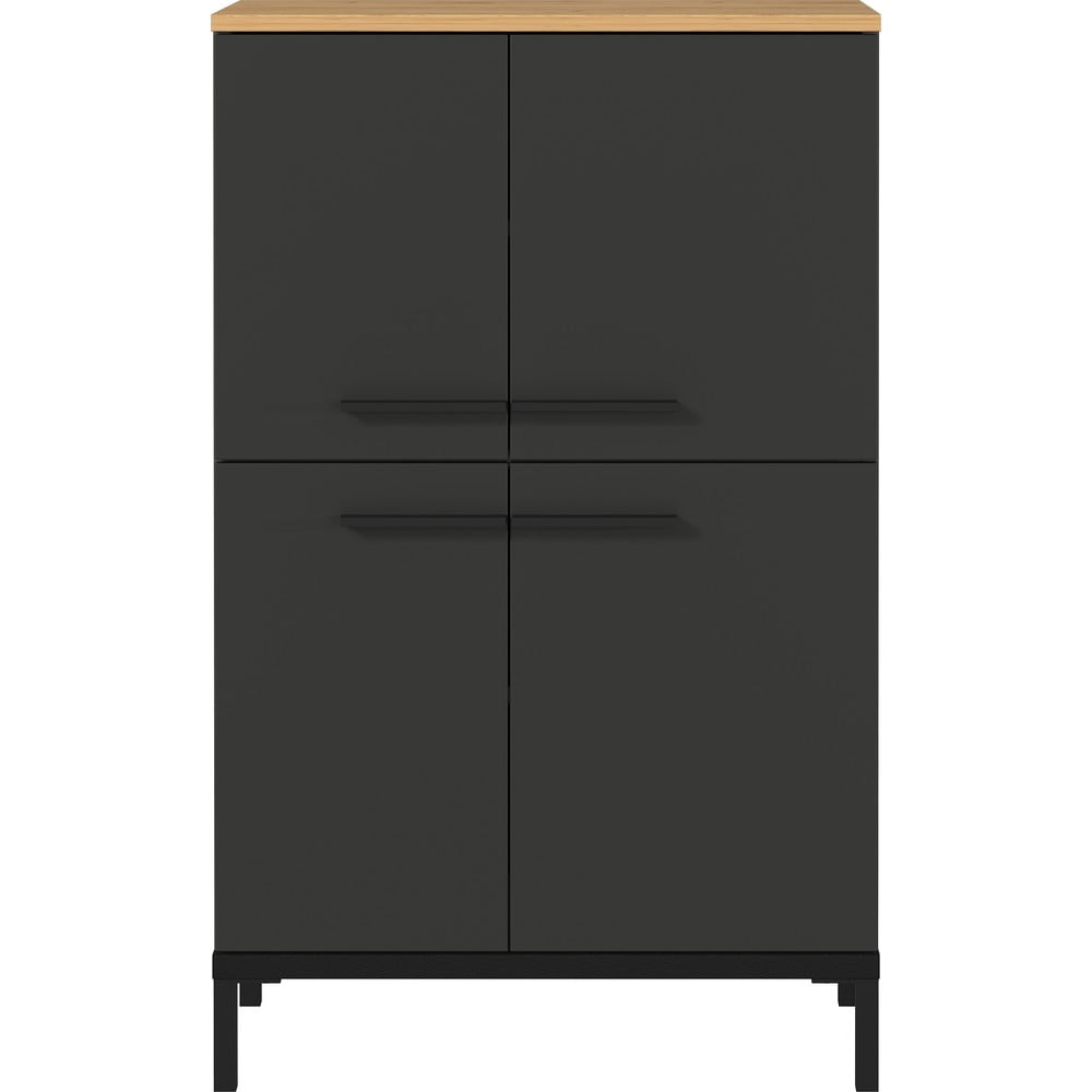 Ciemnoszara wysoka szafka łazienkowa w dekorze dębu 60x97 cm Yonkers – Germania