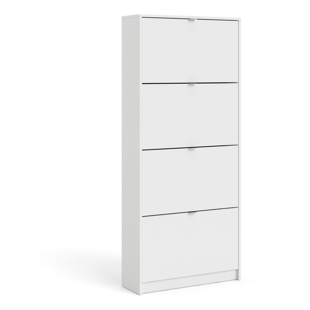 Biała szafka na buty z 4 uchylnymi przegrodami Tvilum Shoes, gł. 24 cm