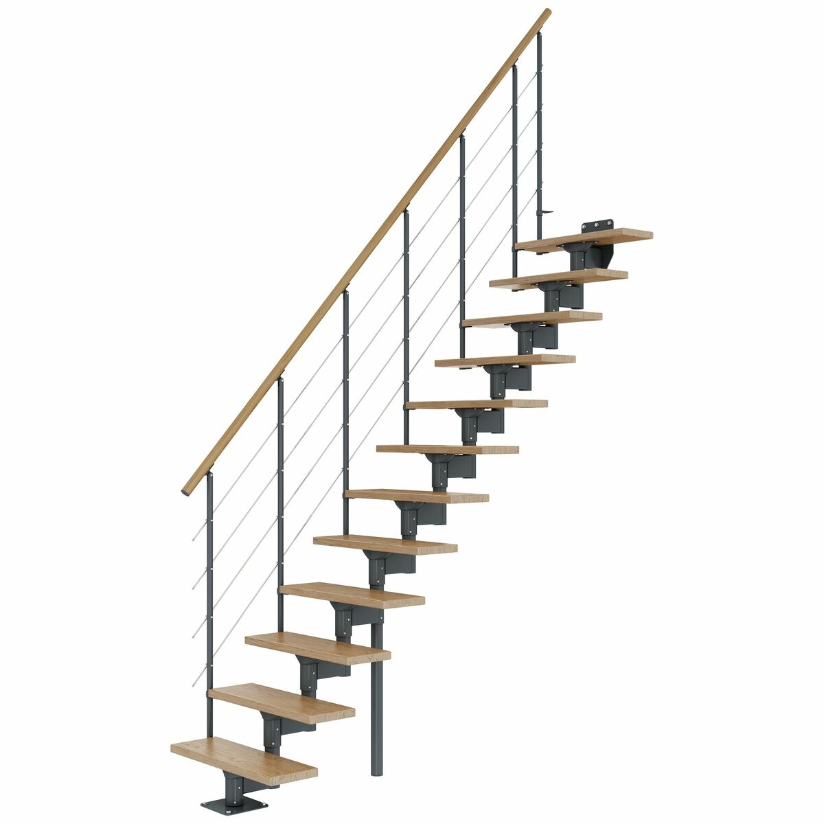 Schody modułowe proste antracytowe Boston stopnie dębowe lakierowane 13 sztuk Dolle