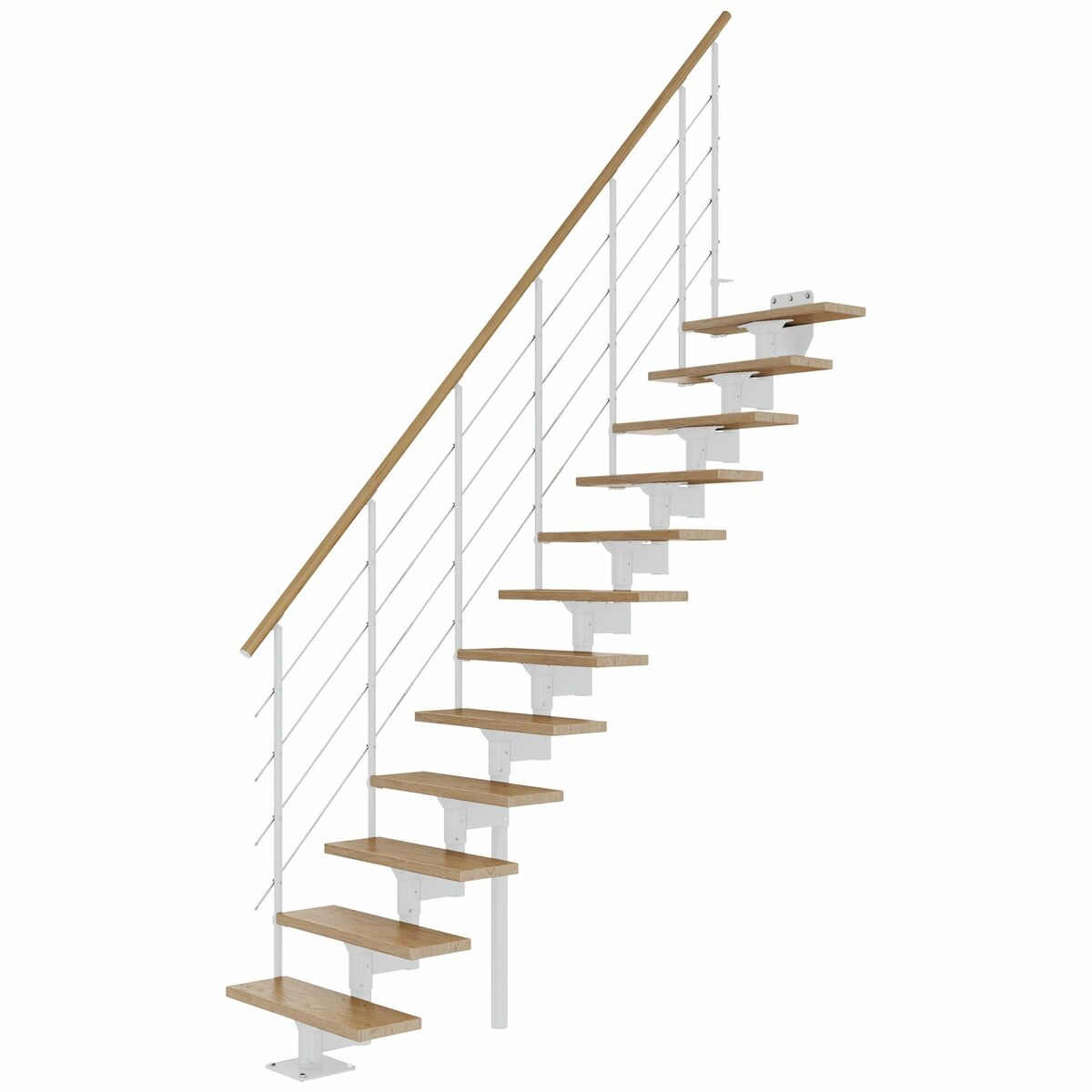 Schody modułowe proste białe Boston stopnie dębowe lakierowane 12 sztuk Dolle