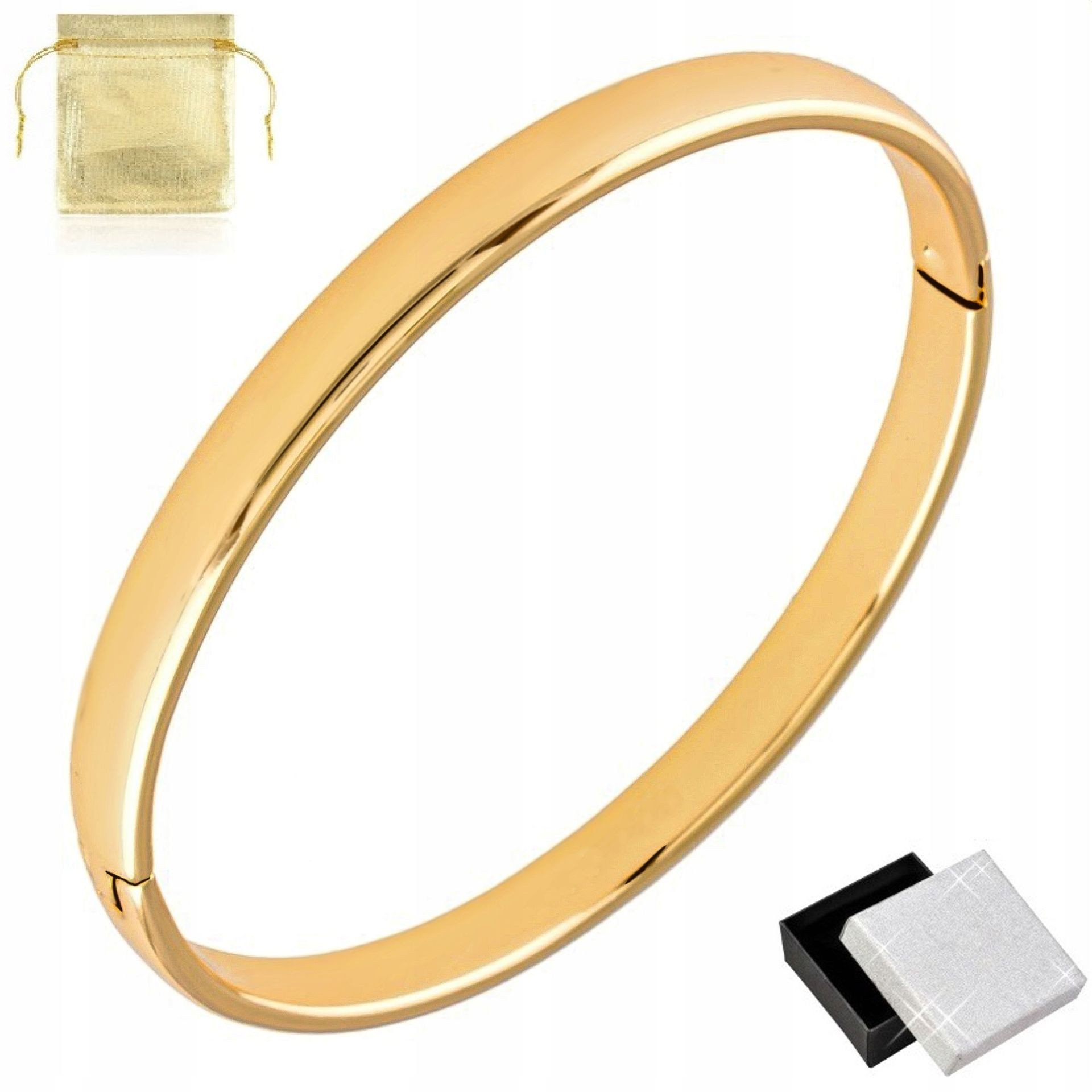 Złota Damska Klasyczna Bransoletka Sztywna Gładka