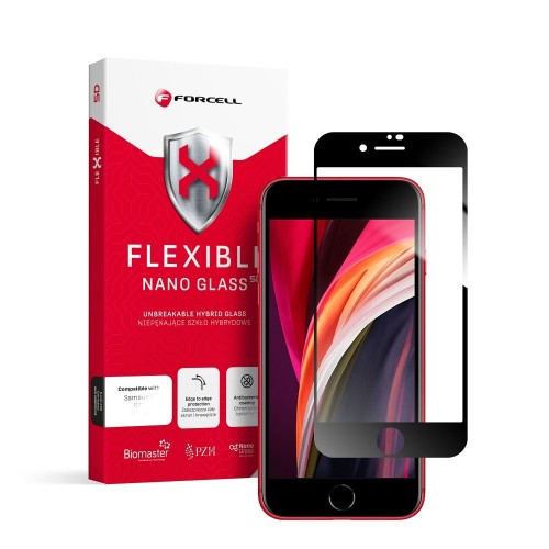 Forcell Szkło hybrydowe Flexible 5d Full Glue Do Iphone 7/8/Se 2020 Czarny