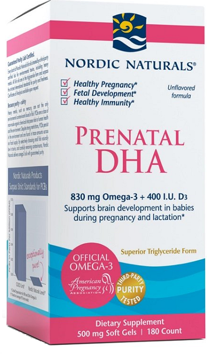 Prenatal DHA, 830mg Unflavored - 180 softgels Nordic Naturals