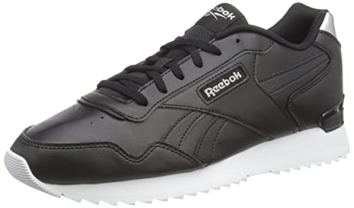 Reebok Damskie trampki Glide Ripple Clip, Core czarne srebrne metalizowane obuwie białe, 37 EU