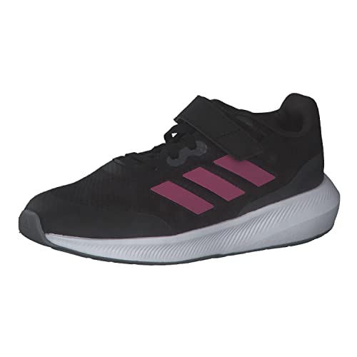 adidas Runfalcon 3.0 Elastic Lace Top Strap, Shoes-Low (Non Football) Unisex-Dzieci i Chłopcy, Czarny Core Black Pulse Magenta Szary Six, 38 EU