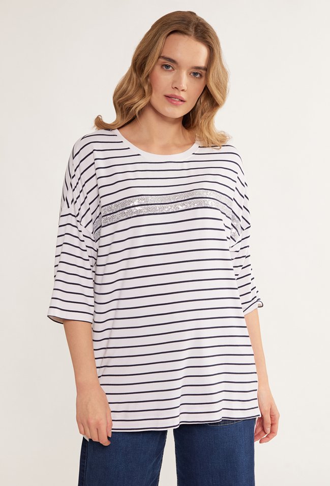 T-shirt w paski - Monnari