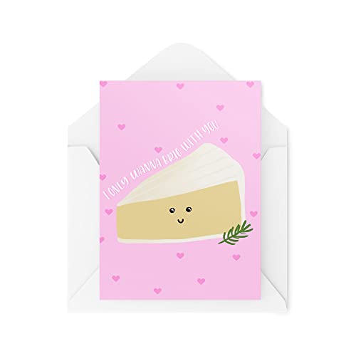 Zabawna kartka walentynkowa - I Only Wanna Brie With You - Karta miłośnika sera - Karty dla dziewczyny - Karty chłopaka - Kartka rocznicowa - CBH1445