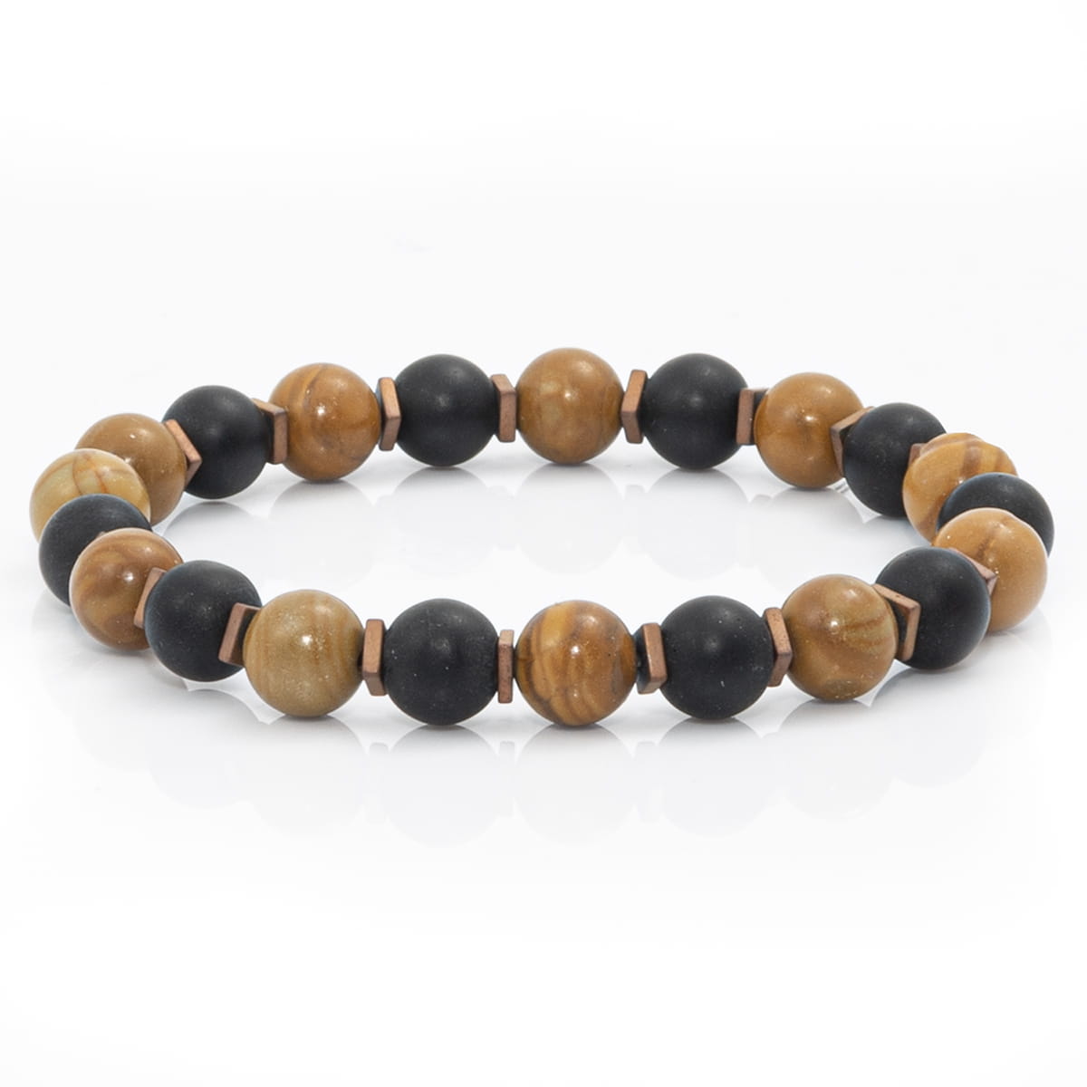 Bransoletka koraliki w kolorze czarno-brązowym EM 16 - EM Men's Accessories