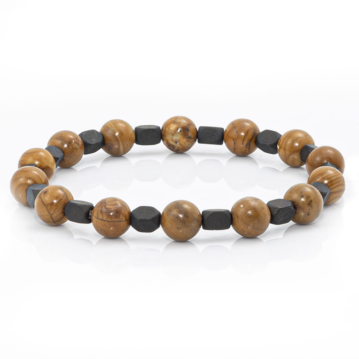 Bransoletka koraliki w kolorze czarno-brązowym EM 17 - EM Men's Accessories