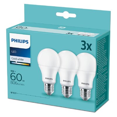 Philips Żarówka LED E27 60 W 4000 K 3 szt. 929001913395