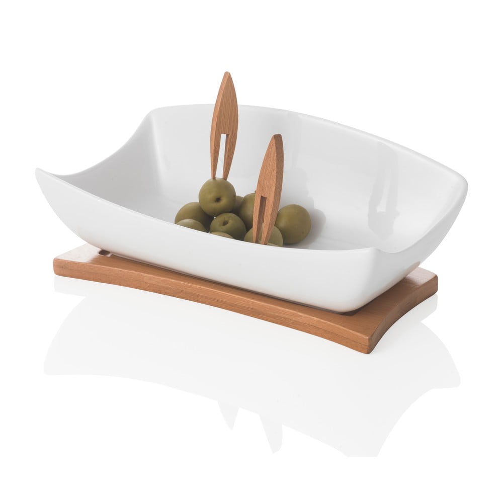 Miska do serwowania na podkładce z 2 wykałaczkami Brandani Coupelle