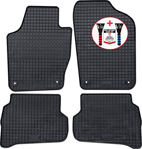 PETEX Dywaniki gumowe Premium 4-częściowy czarny + skrobaczka samochodowa test 52/2021