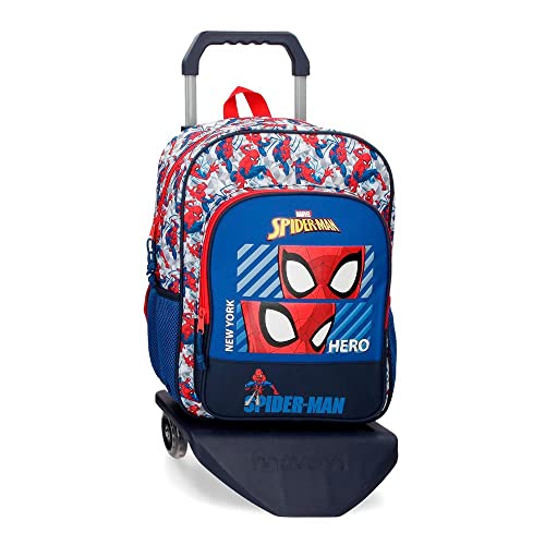Marvel Spiderman Hero plecak szkolny z wózkiem, niebieski, 30 x 38 x 12 cm, poliester, 13,68 l