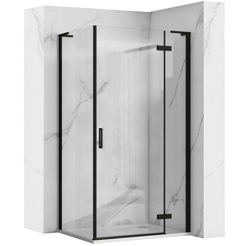Rea Czarna kabina prysznicowa 100x80 drzwi uchylne Hugo Black REA-K6008+REA-K6607