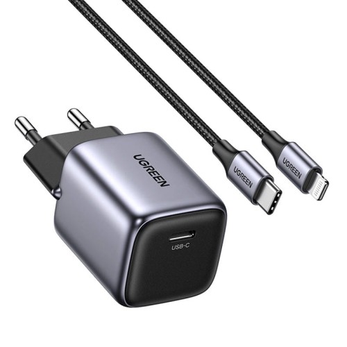 Ładowarka sieciowa UGREEN CD318 Nexode mini, USB-C, PD3.0, QC4.0, GaN, 20W (szary)