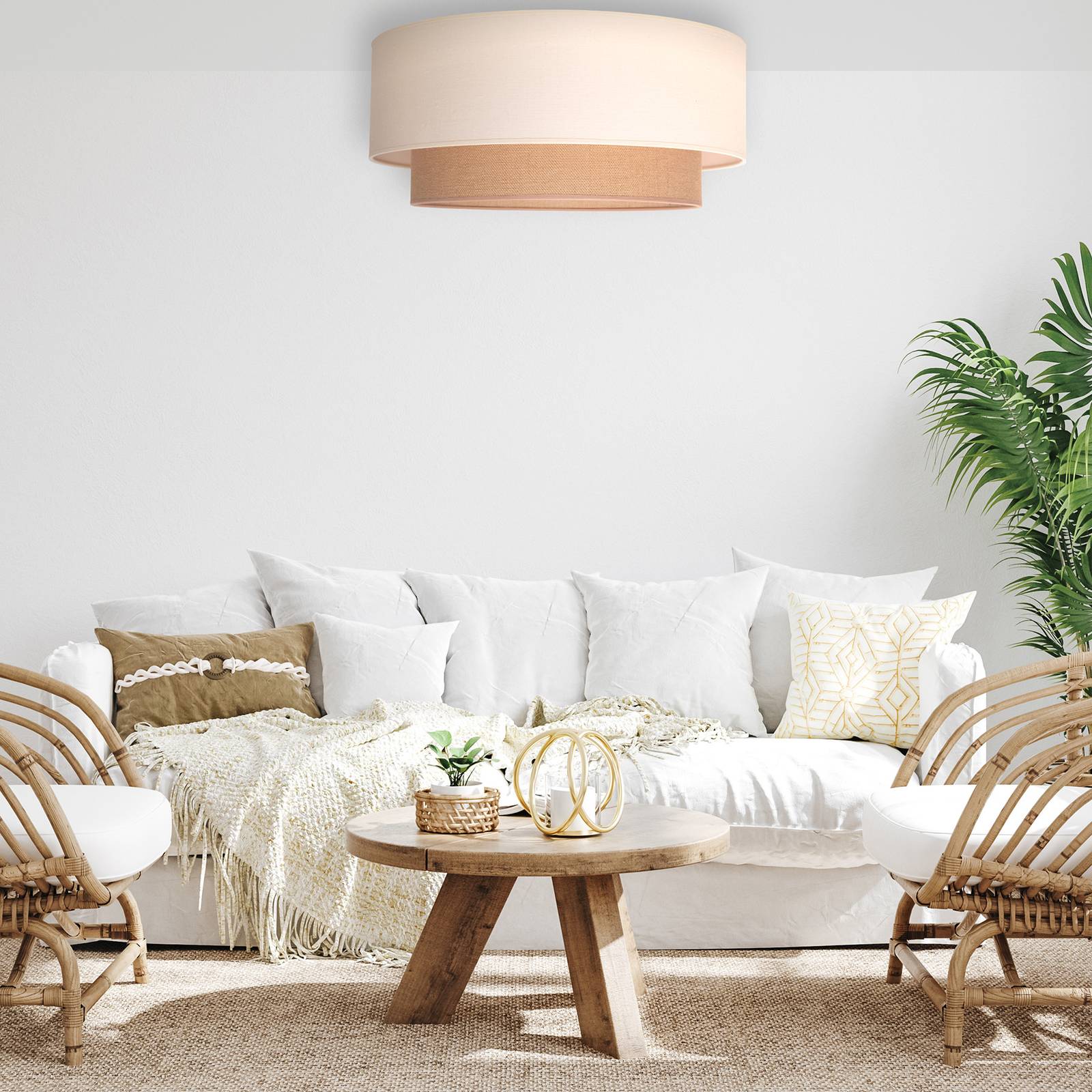 Lampa sufitowa, 1-punktowa, Ø 60 cm, juta