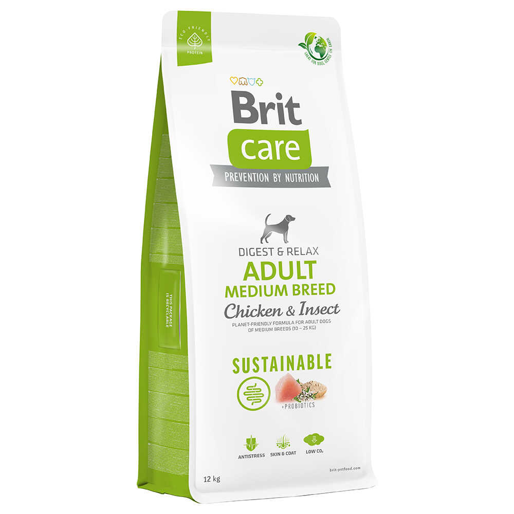 Brit Care Dog Sustainable Adult Medium Breed, kurczak i insekty - 12 kg Dostawa GRATIS!