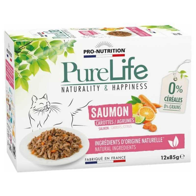 PURE LIFE - Łosoś z marchewką i cytrusami dla kota saszetka 12 x 85g