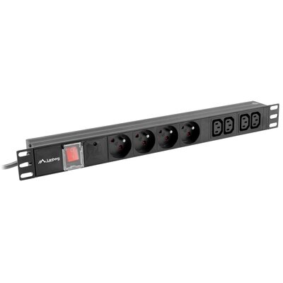 Lanberg lanberg Listwa zasilająca Rack PDU 1U 4x PL + 4x IEC C13 2m 16A czarna (PDU-04E04I-0200-BK)