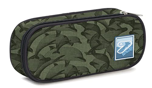 Siedem Owalny saszetka, Z wewnętrznym organizatorem uchwyt długopisy, Szkoła i wypoczynek, Długopice, Dzieci i młodzież, Zielony, Wojskowy zielony, Taglia unica, Nowoczesny